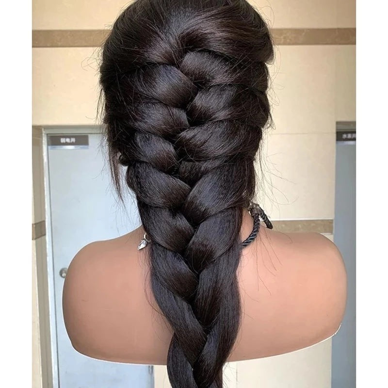 Long Natural Straight Wig with Long Bangs