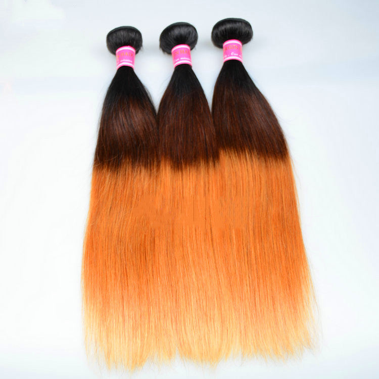 Indian Ombre Human Hair Wig – Three-Tone Natural Beauty