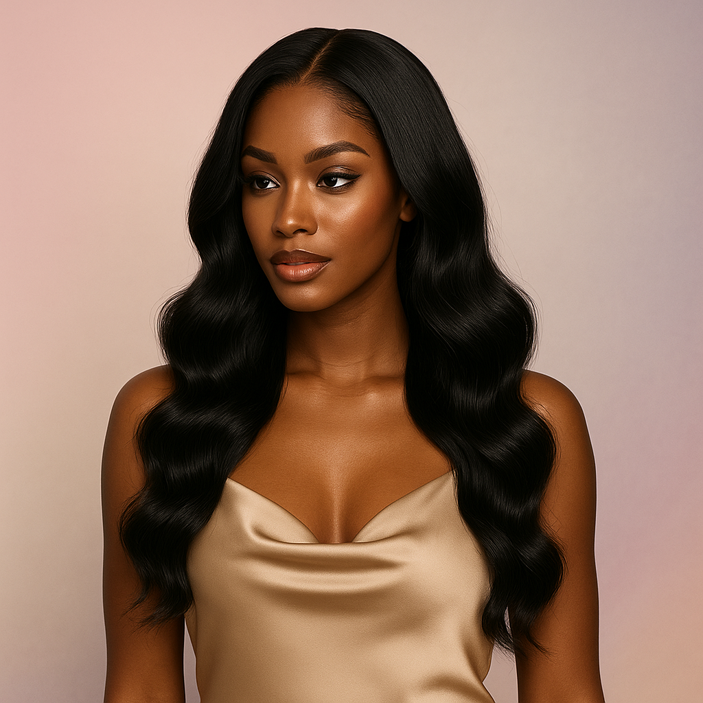 European And American Dark Orange Wig Hair Set Smooth Hair