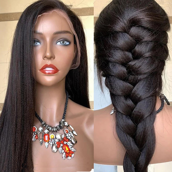 Long Natural Straight Wig with Long Bangs