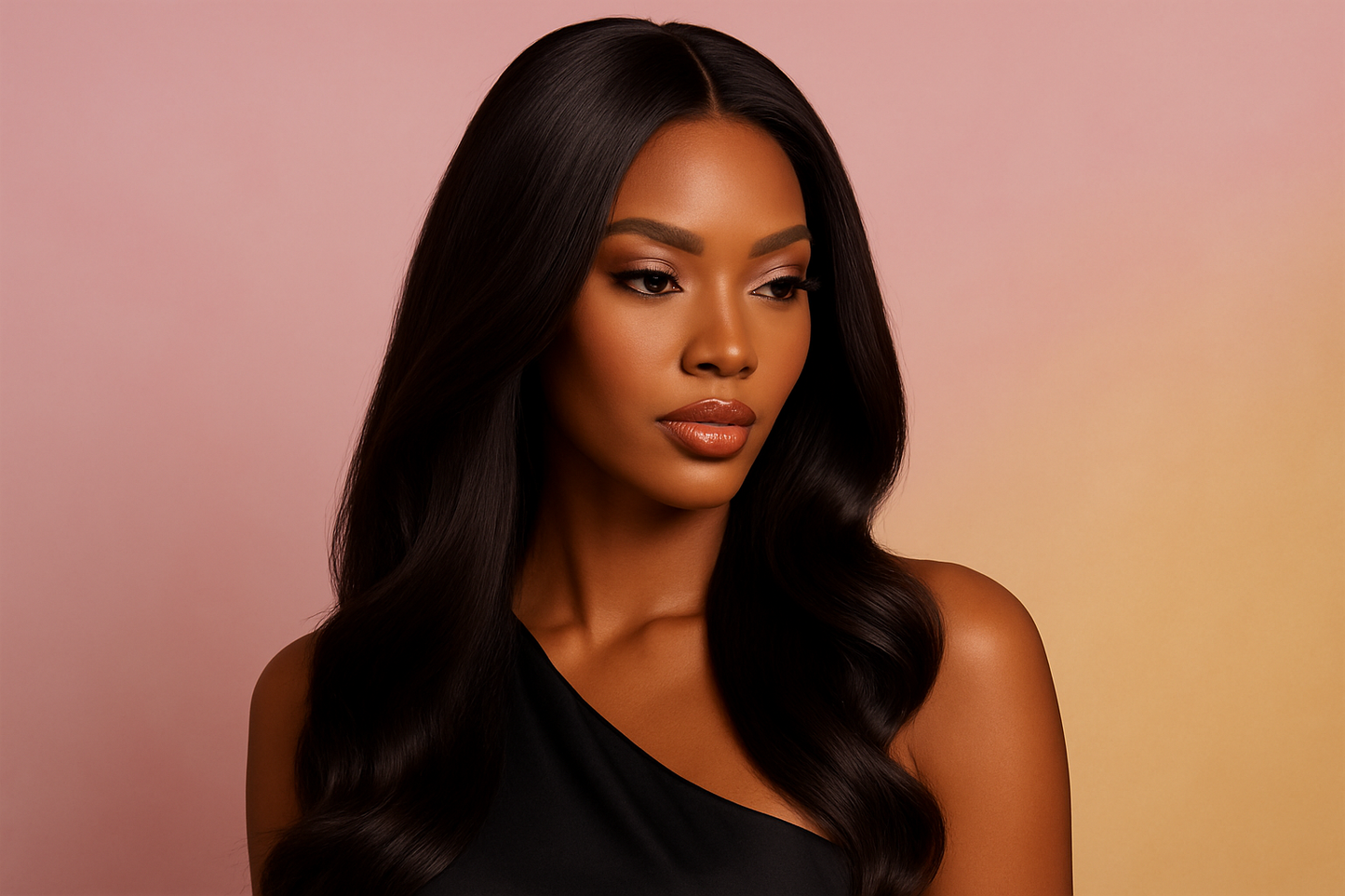 European And American Dark Orange Wig Hair Set Smooth Hair