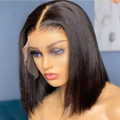 200% Density Black Thermal Silk Wig